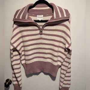 Pink Rose Women's Cowl Neck Sweater - Lavender and Cream